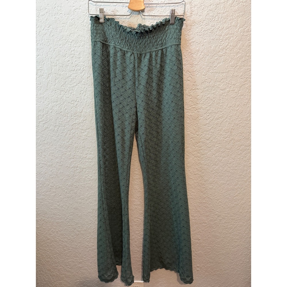 Free People Lace Wide Leg Pants Large Boho Cottagecore Sage Green